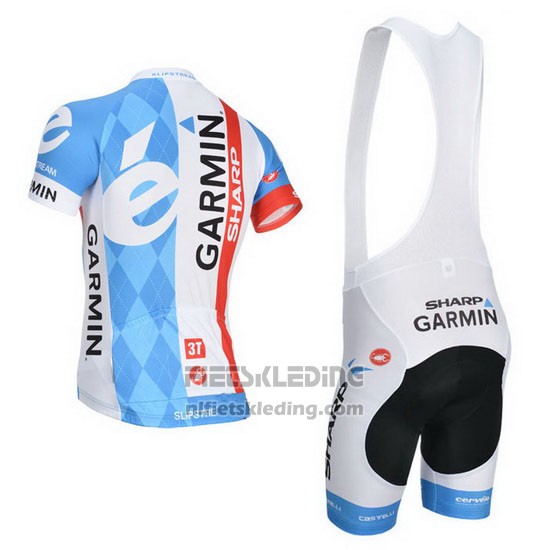 2014 Fietskleding Garmin Sharp Lichtblauw en Wit Korte Mouwen en Koersbroek